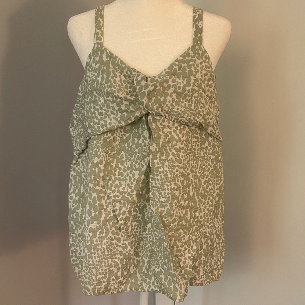 Simply Vera Vera Wang Tank Top Sleeveless Green Animal Print Casual Womens Large